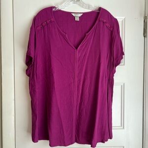 CJ Banks Women's Short Sleeve Purple Shirt - 2X